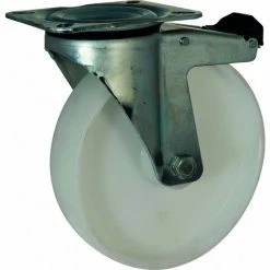 Le moins cher 👏 ROULETTE PIVOTANTE +FREIN PP BLANC D.125X38 AL RLX CU 150KGS -26353UNIVERSEL ✔️